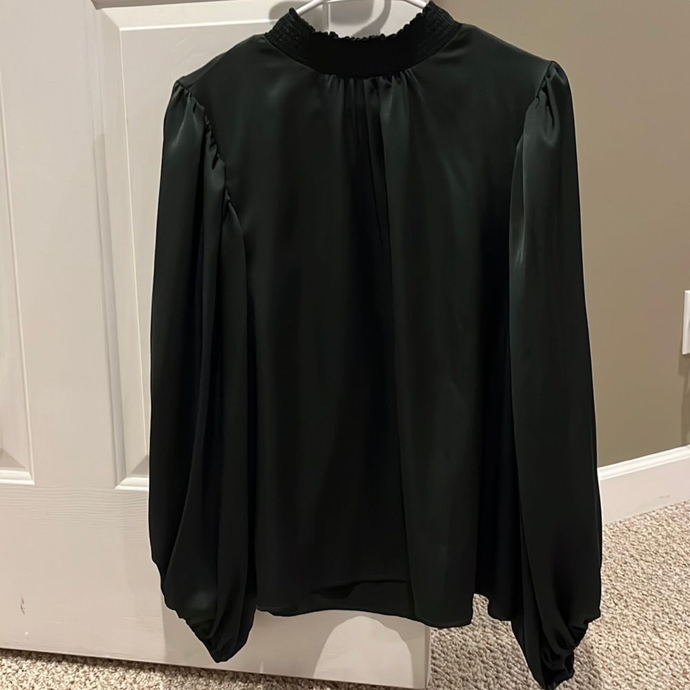Vince Camuto Mock Neck Green shimmery shirt